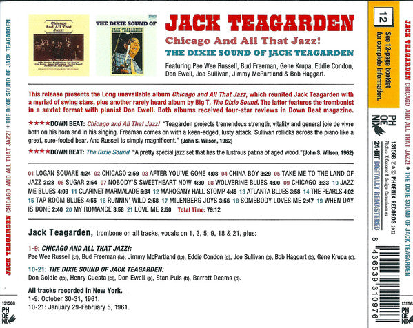 Jack Teagarden : Chicago And All That Jazz! + The Dixie Sound Of Jack Teagarden (CD, Comp, RE, RM)