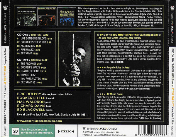 Eric Dolphy / Booker Little Quintet : At The Five Spot - Complete Edition (2xCD, Comp, RM)