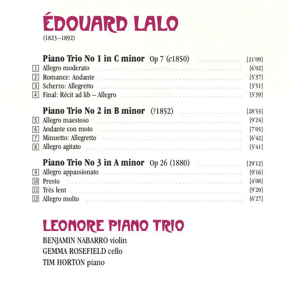 Édouard Lalo, Leonore Piano Trio : Piano Trios (CD, Album)