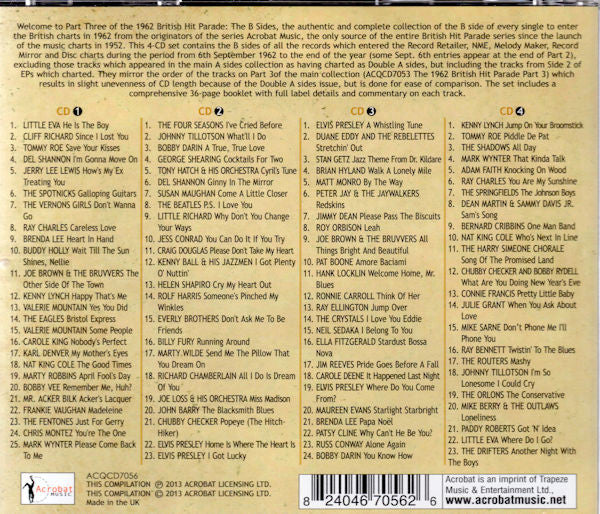 Various : 1962 British Hit Parade Britain's Greatest Hits Volume 11 The B Sides Part 3 September - December (4xCD, Comp)