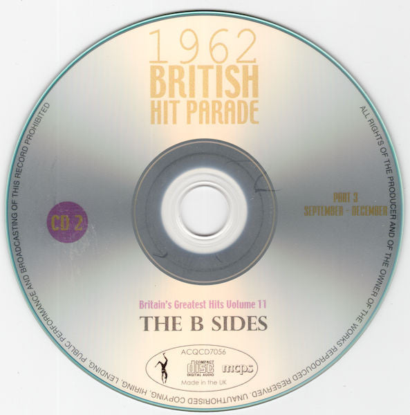 Various : 1962 British Hit Parade Britain's Greatest Hits Volume 11 The B Sides Part 3 September - December (4xCD, Comp)
