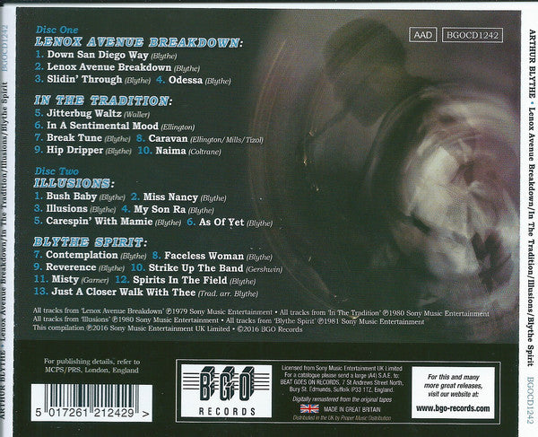 Arthur Blythe : Four Arthur Blythe Albums On Two Discs - Lenox Avenue Breakdown / In The Tradition / Illusions / Blythe Spirit (2xCD, Comp, RM)