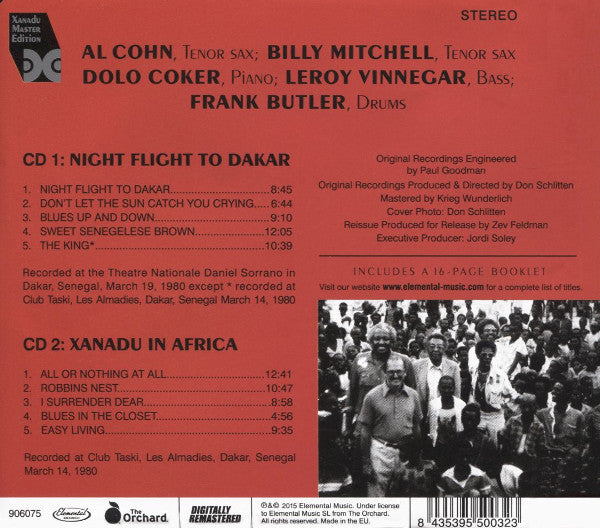 Al Cohn, Billy Mitchell, Dolo Coker, Frank Butler : Night Flight To Dakar + Xanadu In Africa (2xCD, Comp, RE, RM)