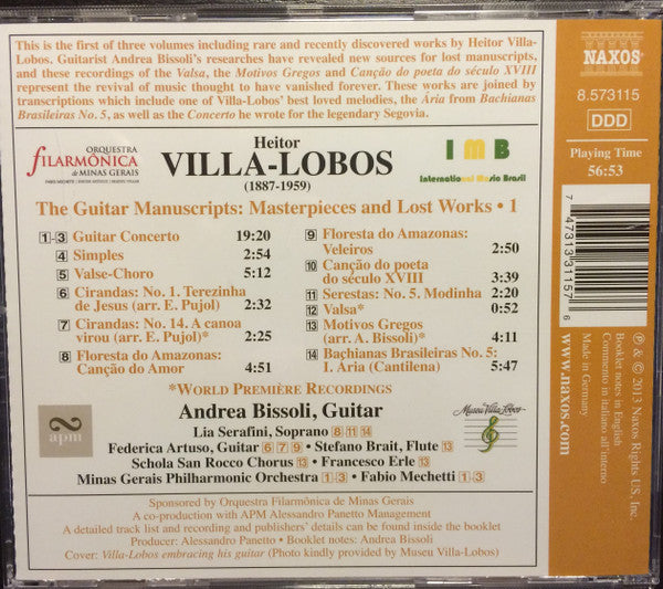 Heitor Villa-Lobos, Andrea Bissoli (2) : The Guitar Manuscripts – 1 (CD)