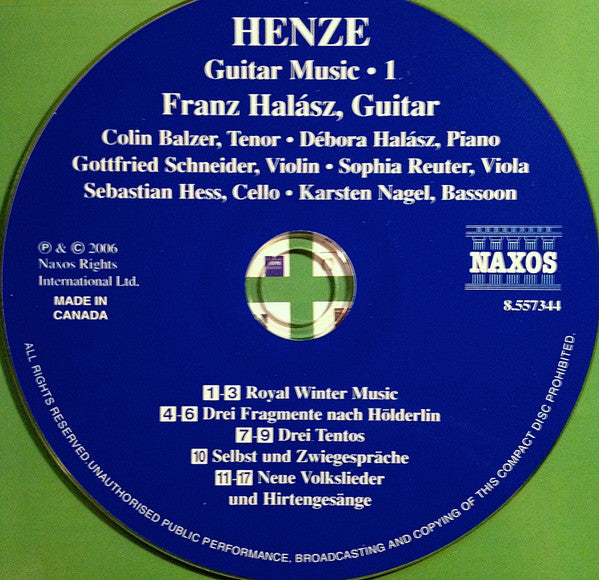 Hans Werner Henze – Franz Halász : Guitar Music • 1 (CD)