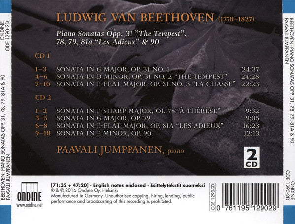 Ludwig van Beethoven, Paavali Jumppanen : Piano Sonatas Opp. 31, 78, 79, 81a & 90 (2xCD, Album)