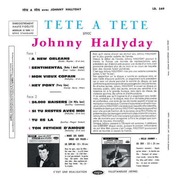 Johnny Hallyday : Tête À Tête Avec Johnny Hallyday (CD, Album, RE, RM, Col)