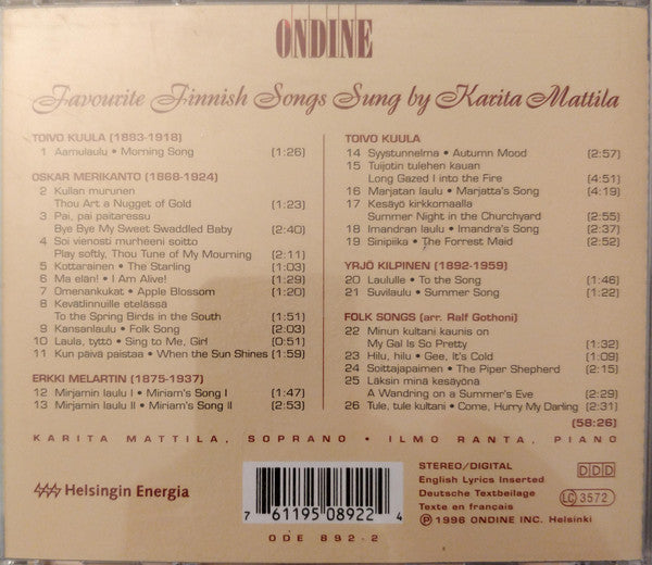 Karita Mattila, Ilmo Ranta : From The Heart Of Finland (CD, Album)