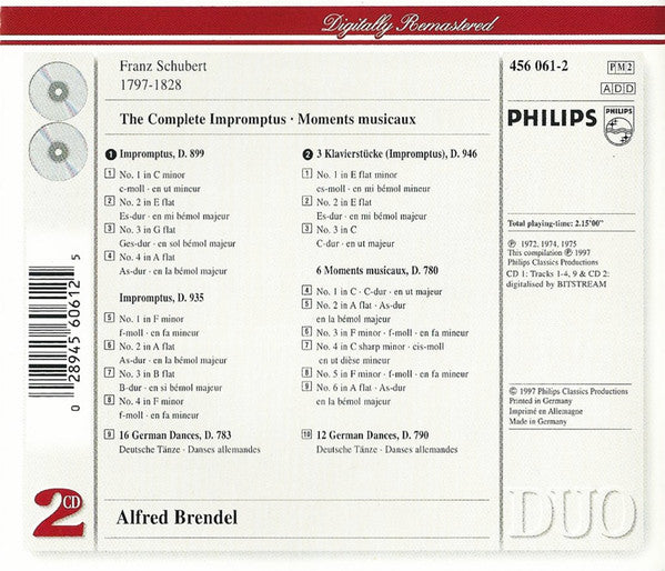 Schubert* - Alfred Brendel : The Complete Impromptus - Moments Musicaux (2xCD, Comp, RE, RM)