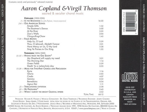 Aaron Copland, Virgil Thomson, Gloriae Dei Cantores, Elizabeth C. Patterson, Luretta Bybee : Sacred & Secular Choral Music (CD, Album)