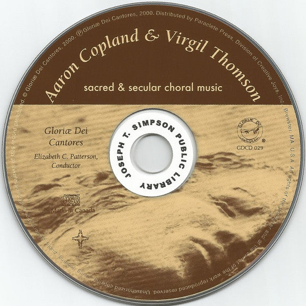 Aaron Copland, Virgil Thomson, Gloriae Dei Cantores, Elizabeth C. Patterson, Luretta Bybee : Sacred & Secular Choral Music (CD, Album)