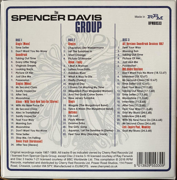The Spencer Davis Group : Taking Out Time (Complete Recordings 1967-1969) (CD, Album, RE, RM + CD, RE, RM + CD + Box, Comp)