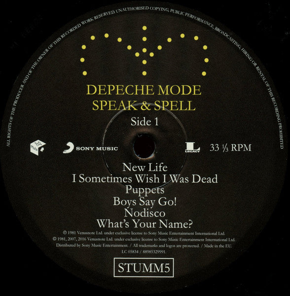 Depeche Mode : Speak & Spell (LP, Album, RE, RM, Gat)