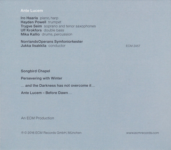 Iro Haarla : Ante Lucem (CD, Album)