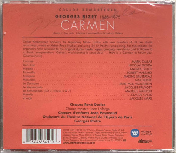 Georges Bizet - Maria Callas, Nicolai Gedda, Andréa Guiot, Robert Massard, Les Chœurs René Duclos, Orchestre National De L'Opéra De Paris, Georges Prêtre : Carmen (2xCD, Album, RE, RM)