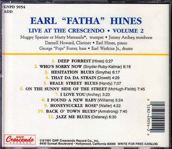 Earl Hines : Live At The Crescendo Volume 2 (CD, Album)