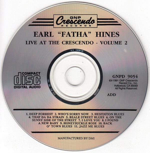 Earl Hines : Live At The Crescendo Volume 2 (CD, Album)