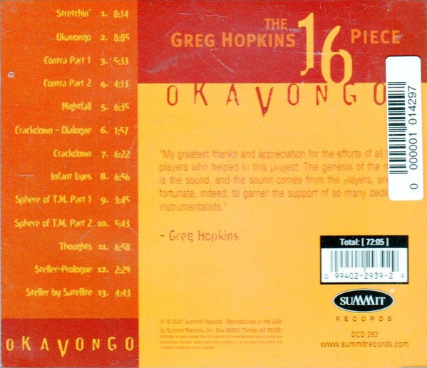 The Greg Hopkins 16 Piece : Okavongo (CD, Album)