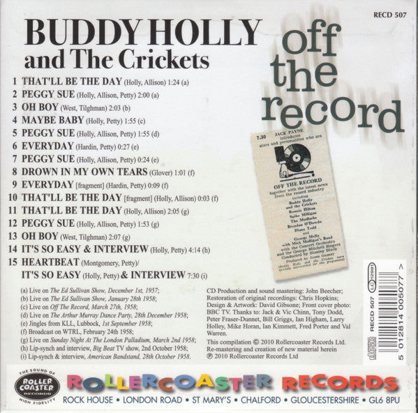 Buddy Holly And The Crickets (2) : Off The Record (CD, Album, Comp)
