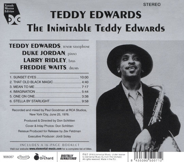 Teddy Edwards : The Inimitable Teddy Edwards (CD, Album, RE, RM)