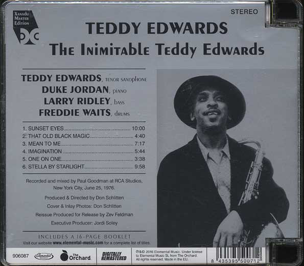 Teddy Edwards : The Inimitable Teddy Edwards (CD, Album, RE, RM)