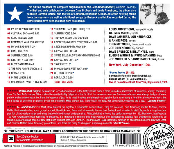 Louis Armstrong And His Band, Dave Brubeck, Lambert, Hendricks & Ross and Carmen McRae : The Real Ambassadors (CD, Album, RE, RM, 20-)