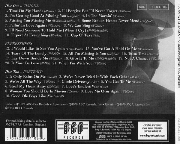 Don Williams (2) : Visions / Expressions / Portrait (2xCD, Comp, RE, RM)
