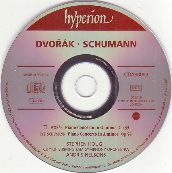 Antonín Dvořák • Robert Schumann, Stephen Hough, Andris Nelsons, City Of Birmingham Symphony Orchestra : Piano Concertos (CD, Album)