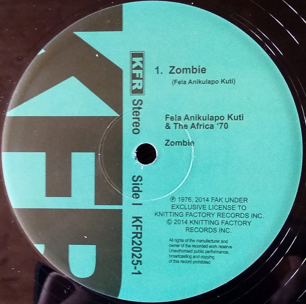 Fela Kuti And Africa 70 : Zombie (LP, Album, RE)