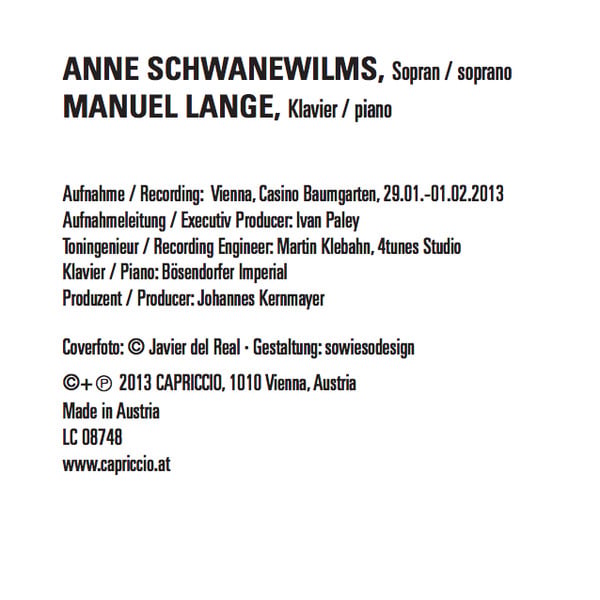 Anne Schwanewilms, Manuel Lange - Robert Schumann / Hugo Wolf : Untitled (CD)
