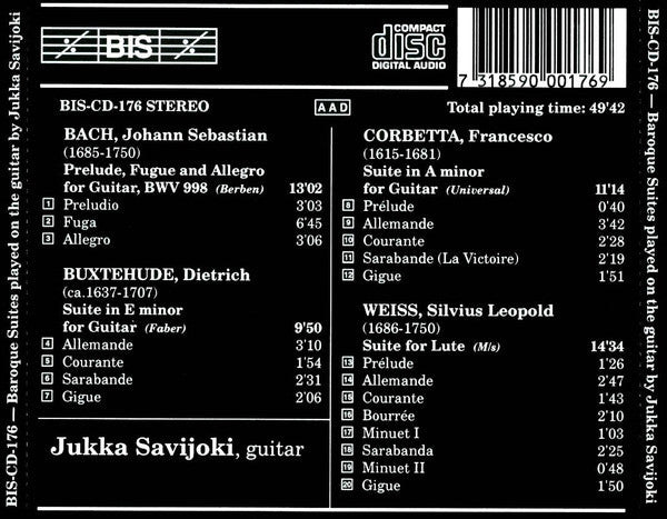 Jukka Savijoki : Baroque Suites Played On The Guitar (CD, Album, RE)