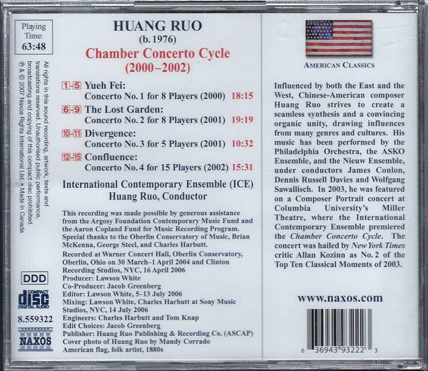 Huang Ruo : Chamber Concerto Cycle (CD)