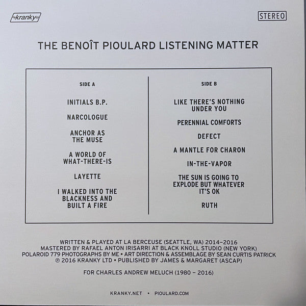 Benoit Pioulard : The Benoît Pioulard Listening Matter (12", Album)