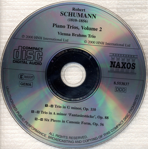 Robert Schumann - Vienna Brahms Trio : Piano Trios, Volume 2 - Trio In A Minor 'Fantasiestücke' • Trio In G Minor • Six Pieces In Canonic Form (CD, Album)