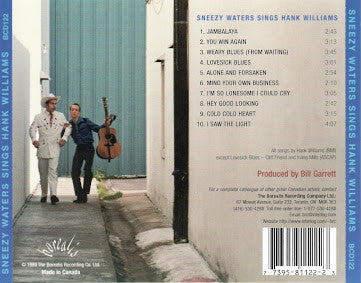 Sneezy Waters : Sneezy Waters Sings Hank Williams (CD, Album, RE)