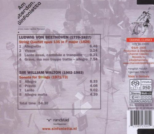 Ludwig van Beethoven, Sir William Walton, Amsterdam Sinfonietta, Candida Thompson : String Quartet Opus 135 / Sonata For Strings (SACD, Hybrid, Multichannel, Album)