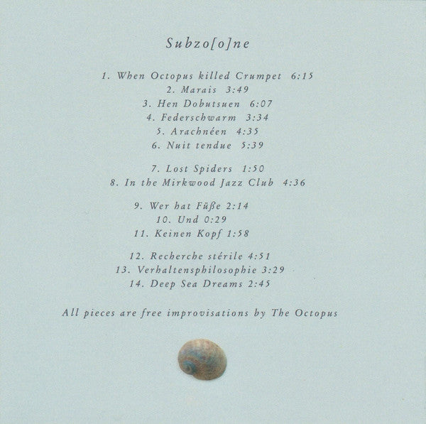 The Octopus (8) : Subzo[o]ne (CD, Album)