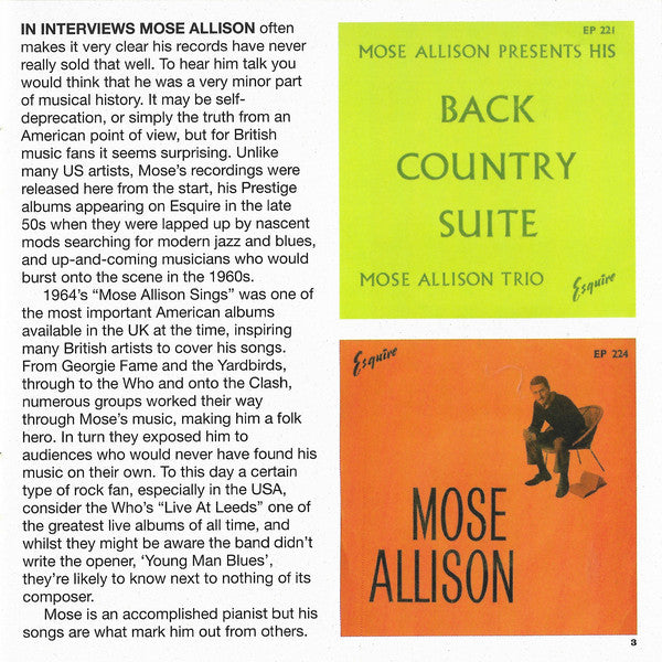 Mose Allison : I’m Not Talkin’ (The Song Stylings of Mose Allison 1957-1971) (CD, Comp, Mono)