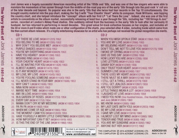 Joni James : The Very Best Of Joni James 1951-62 (2xCDr, Comp)