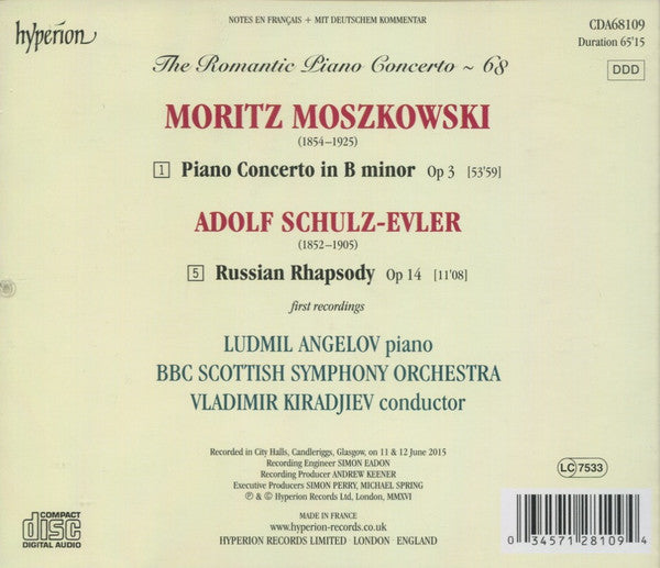Moritz Moszkowski, Andrey Schulz-Evler, Ludmil Angelov, BBC Scottish Symphony Orchestra, Vladimir Kiradjiev : Piano Concerto In B Minor, Op 3 (First Recording) / Russian Rhapsody (First Recording) (CD, Album)