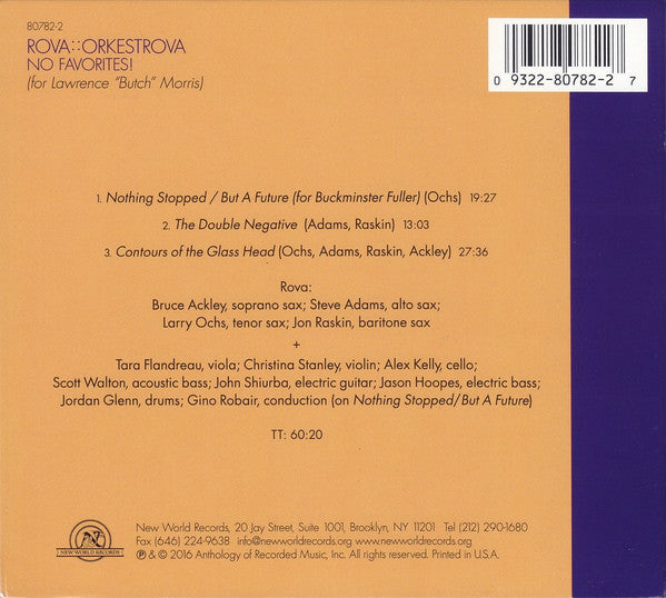 Rova::Orkestrova : No Favorites! (For Lawrence "Butch" Morris) (CD, Album)