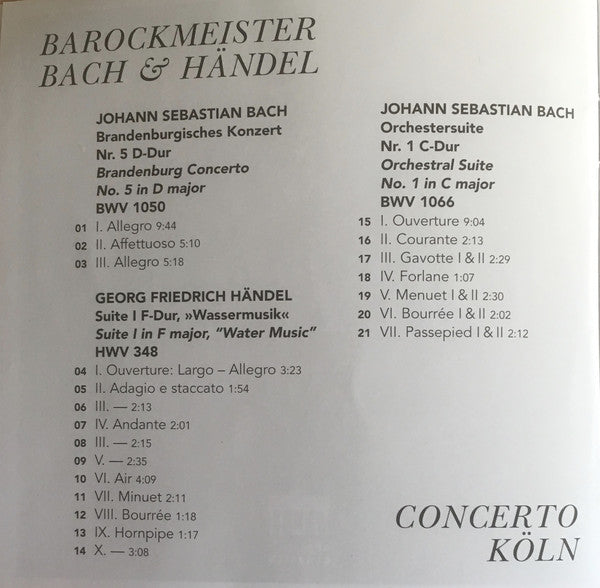 Concerto Köln, Johann Sebastian Bach, Georg Friedrich Händel : Portrait - Barockmeister Bach & Händel (CD)