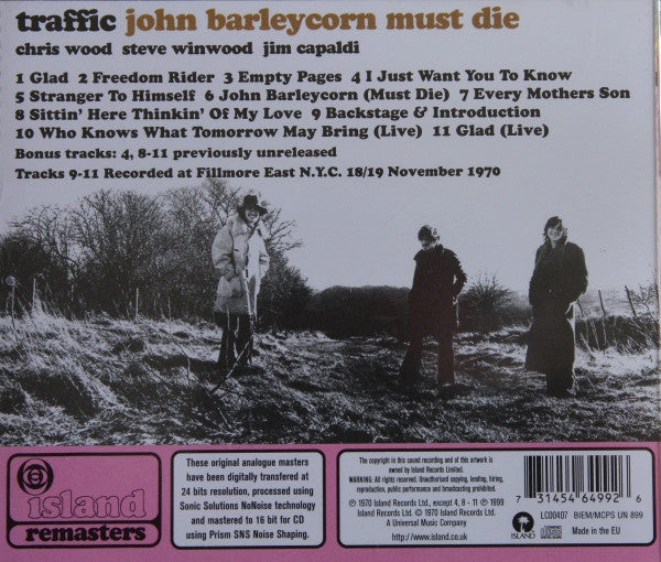 Traffic : John Barleycorn Must Die (CD, Album, RE, RM, RP, EDC)