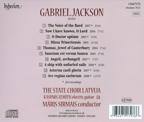 Gabriel Jackson (2) - Valsts Akadēmiskais Koris "Latvija", Māris Sirmais : A Ship With Unfurled Sails (CD, Album)