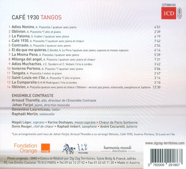 Ensemble Contraste, Astor Piazzolla : Café 1930 - Tangos (CD)