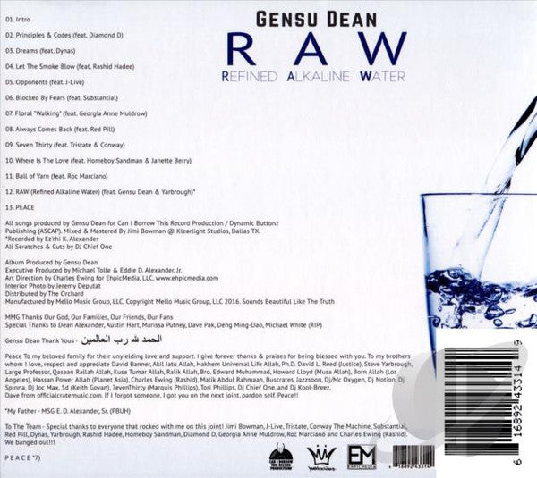 Gensu Dean : RAW (Refined Alkaline Water) (CD, Album)