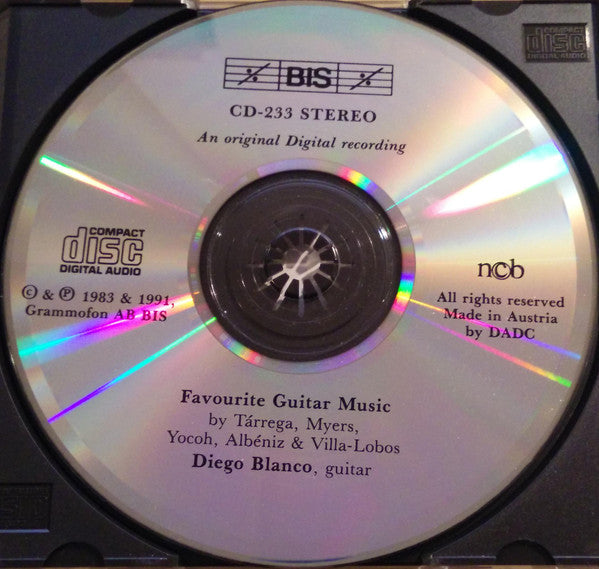 Diego Blanco (2) : Favourite Guitar Music- Tarrega, Myers, Yocoh, Albeniz & Villa-Lobos (CD)