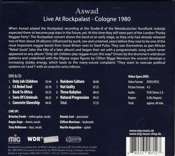 Aswad : Live At Rockpalast - Cologne 1980 (CD, Dig + DVD-V, NTSC, Liv)