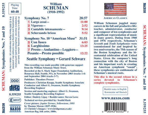 William Schuman – Seattle Symphony Orchestra • Gerard Schwarz : Symphonies Nos. 7 And 10 (CD, Album)