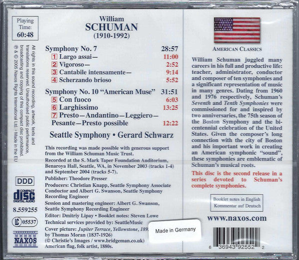 William Schuman – Seattle Symphony Orchestra • Gerard Schwarz : Symphonies Nos. 7 And 10 (CD, Album)